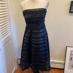 WHITE HOUSE BLACK MARKET CHIFFON SILK BLACK TIERED DRESS